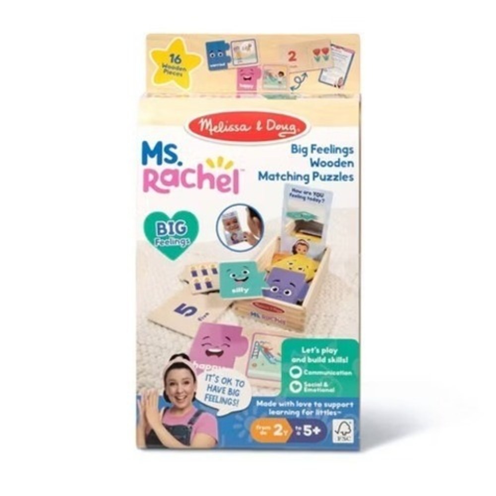 Melissa & Doug Ms. Rachel Big Feelings Wooden Matching Puzzles Kids Ages 2+